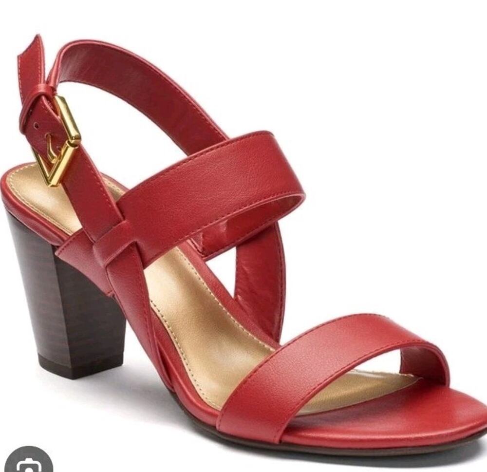 Chaps Vintage Y2K Women's Leola Red Block Heels Strappy Sandal Size 6